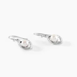 Boucles D'oreilles Pendantes Laurene Argent Perle De Culture Et Oxyde
