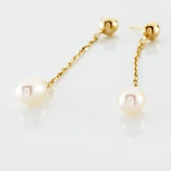 Boucles D'oreilles Pendantes Adriette Or Jaune Perle De Culture|Marc Orian Hot