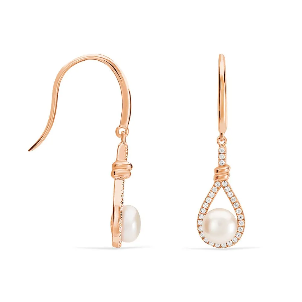 Boucles D'oreilles Pendantes Majida Argent Perle De Culture Et Oxyde|Marc Orian