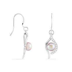 Boucles D'oreilles Pendantes Deniz Argent Perle De Culture Et Oxyde|Marc Orian New
