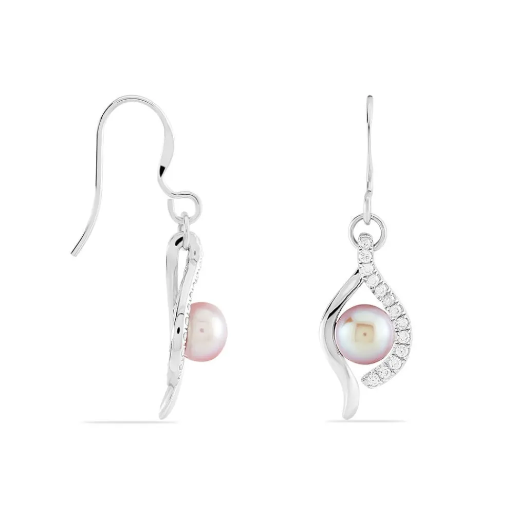 Boucles D'oreilles Pendantes Deniz Argent Perle De Culture Et Oxyde|Marc Orian New
