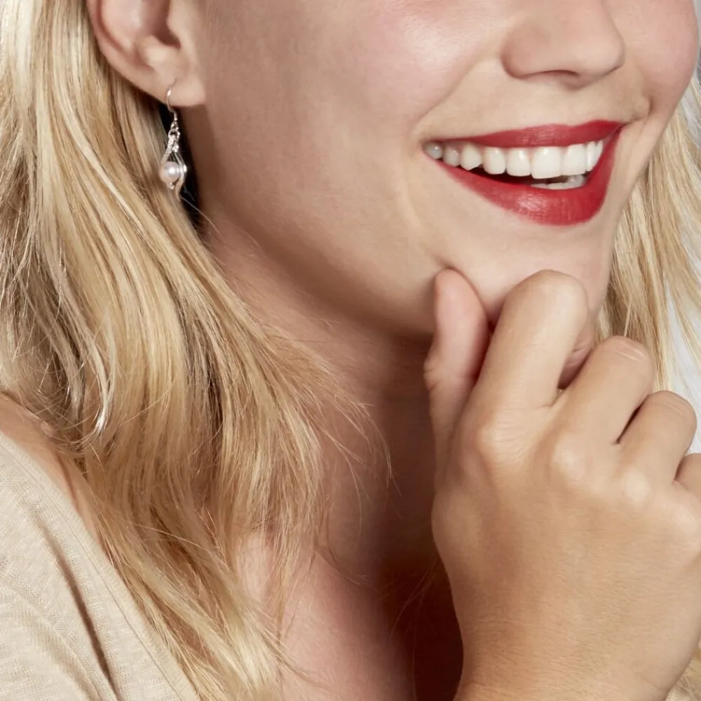 Boucles D'oreilles Pendantes Deniz Argent Perle De Culture Et Oxyde|Marc Orian New