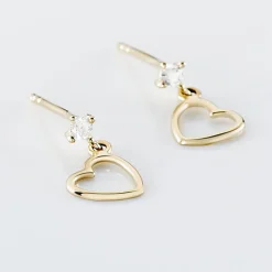 Boucles D'oreilles Pendantes Euria Cœur Or Jaune