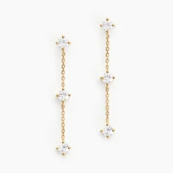 Boucles D'oreilles Pendantes Ethere Or Jaune Oxyde De Zirconium