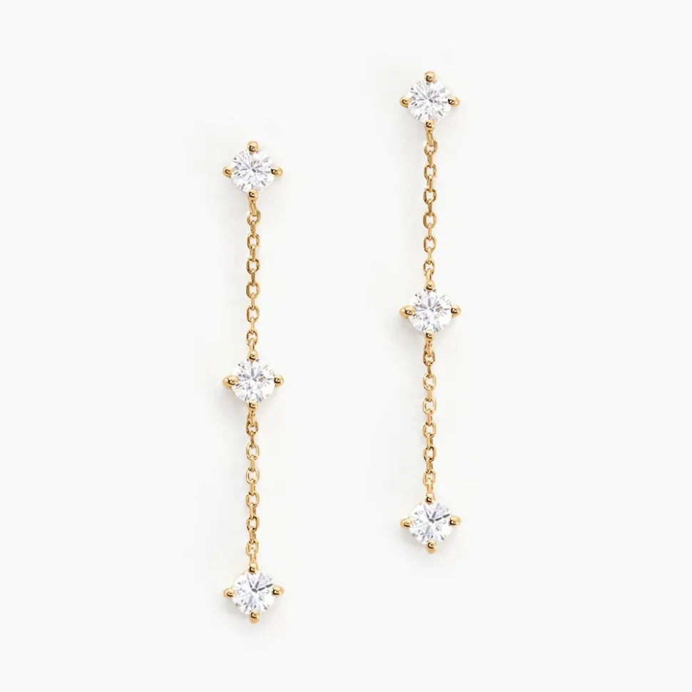 Boucles D'oreilles Pendantes Ethere Or Jaune Oxyde De Zirconium