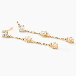 Boucles D'oreilles Pendantes Ethere Or Jaune Oxyde De Zirconium