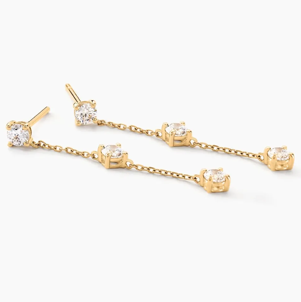 Boucles D'oreilles Pendantes Ethere Or Jaune Oxyde De Zirconium