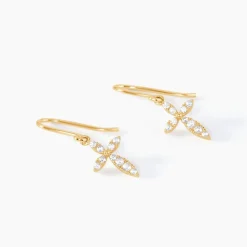 Boucles D'oreilles Pendantes Chastity Or Jaune Oxyde De Zirconium
