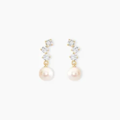 Boucles D'oreilles Pendantes Taiss Or Jaune Perle De Culture