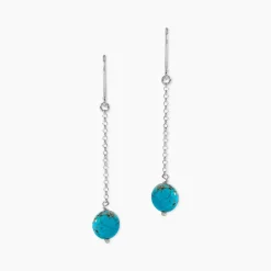 Boucles D'oreilles Pendantes Graziana Argent Blanc Turquoise