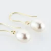 Boucles D'oreilles Pendantes Baroque Or Jaune Perle De Culture