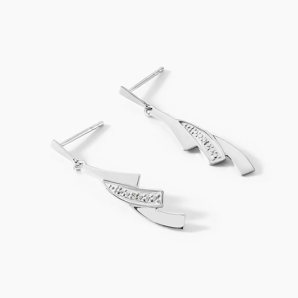 Boucles D'oreilles Pendantes Ainhoa Or Blanc Diamant