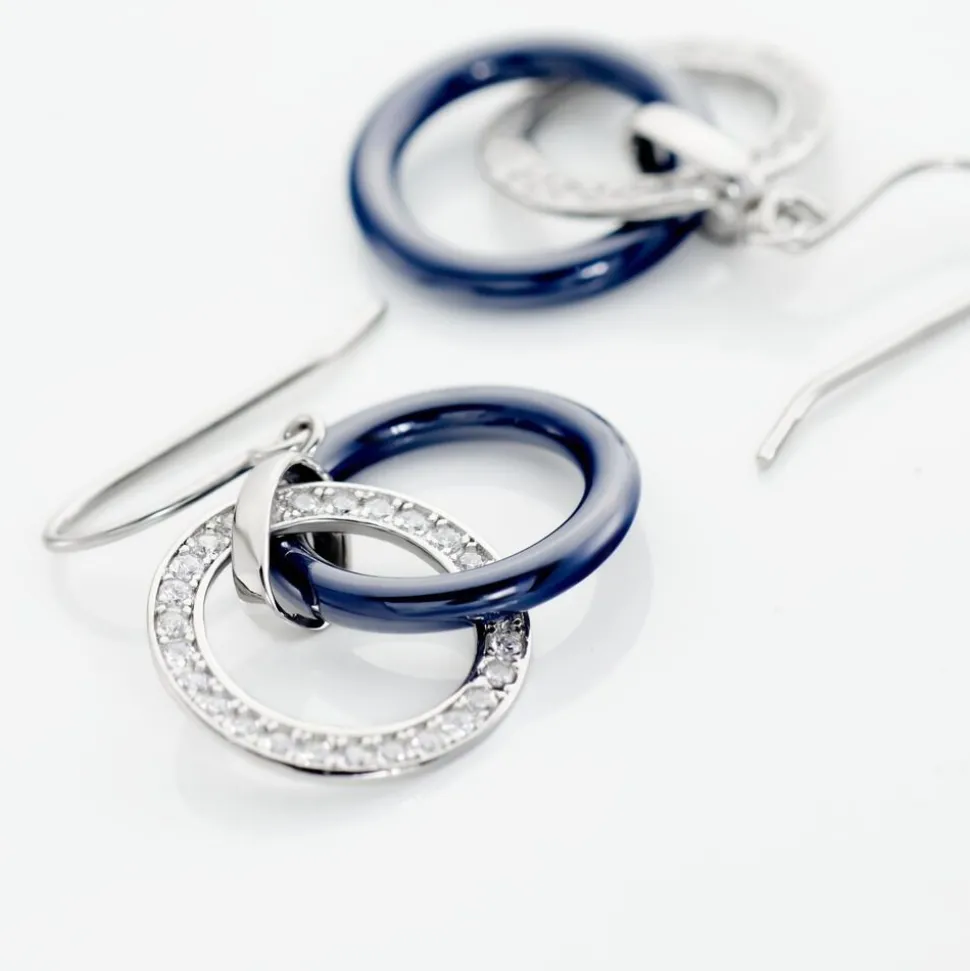 Boucles D'oreilles Pendantes Grizzel Argent Blanc Céramique Oxyde