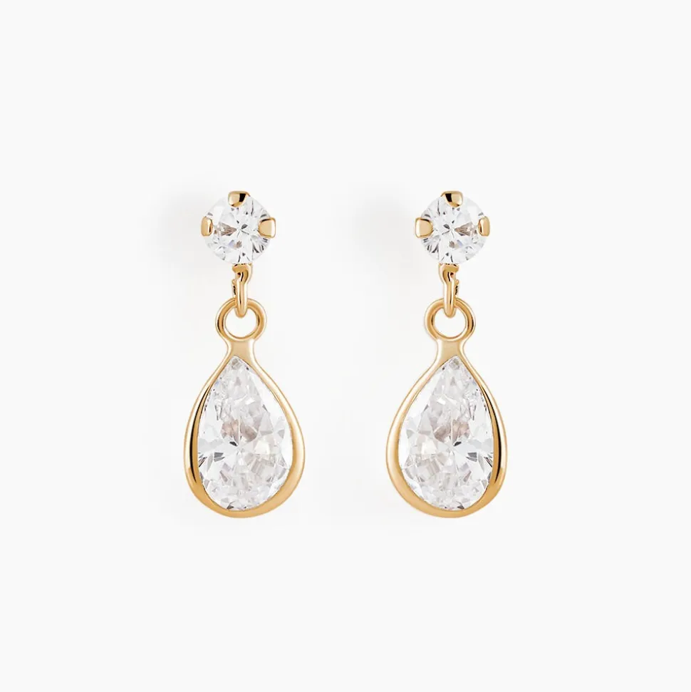 Boucles D'oreilles Pendantes Lika Or Jaune Oxyde De Zirconium