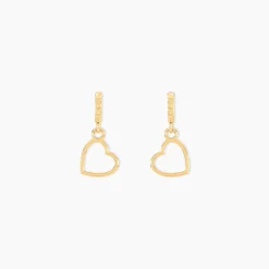 Boucles D'oreilles Pendantes Feryal Pendantes Coeurs Or Jaune