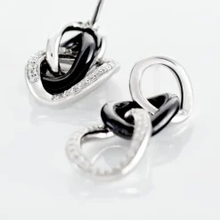 Boucles D'oreilles Pendantes Link Argent Blanc Céramique Et Oxyde