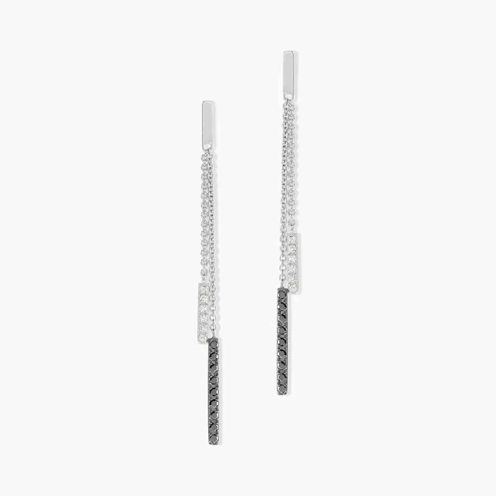 Boucles D'oreilles Pendantes Ainhoaa Or Blanc Diamant