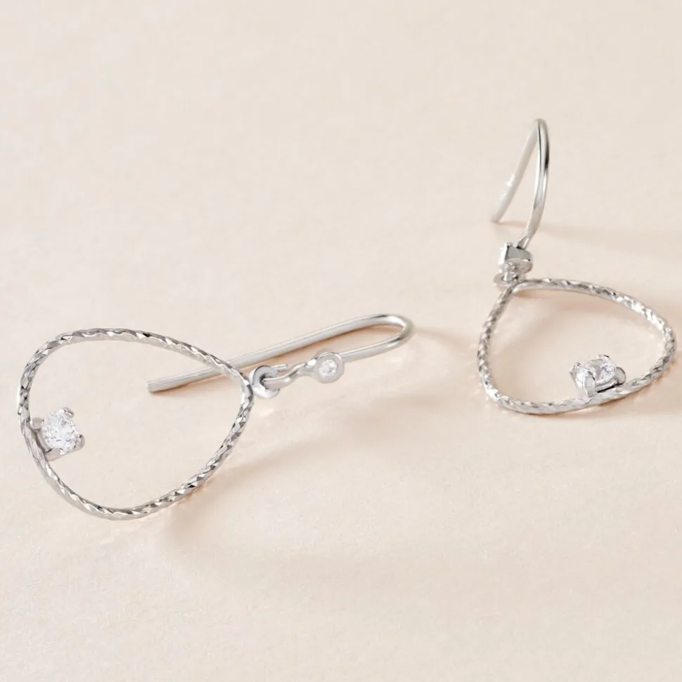 Boucles D'oreilles Pendantes Inez Argent Blanc Oxyde De Zirconium
