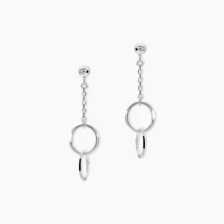 Boucles D'oreilles Pendantes Coline Argent Blanc