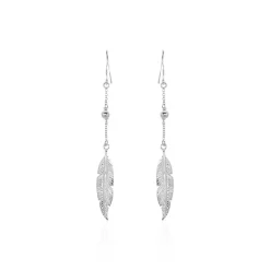Boucles D'oreilles Pendantes Aliza Argent Blanc
