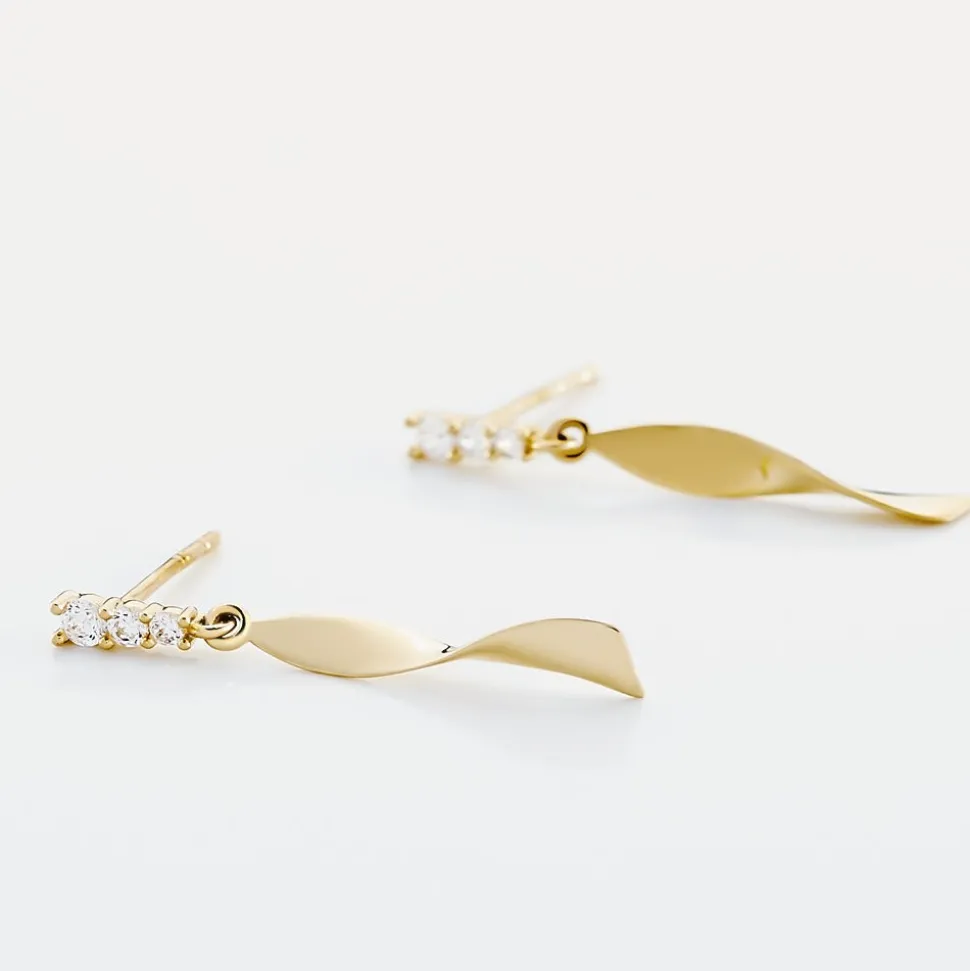 Boucles D'oreilles Pendantes Kristina Or Jaune Oxyde De Zirconium