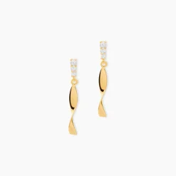 Boucles D'oreilles Pendantes Kristina Or Jaune Oxyde De Zirconium