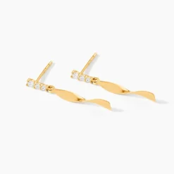 Boucles D'oreilles Pendantes Kristina Or Jaune Oxyde De Zirconium