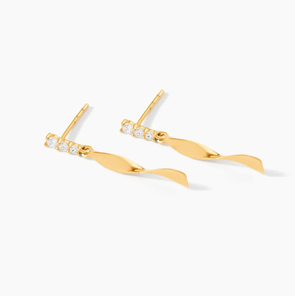 Boucles D'oreilles Pendantes Kristina Or Jaune Oxyde De Zirconium