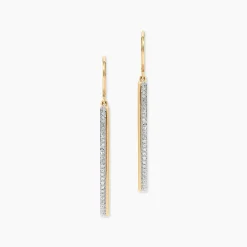 Boucles D'oreilles Pendantes Sahteene Or Jaune Diamant
