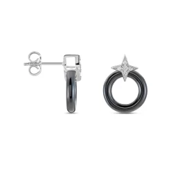 Boucles D'oreilles Pendantes Merelle Argent Blanc Céramique Oxyde