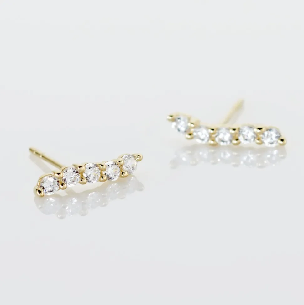 Boucles D'oreilles Pendantes Dahina Or Jaune Oxyde De Zirconium
