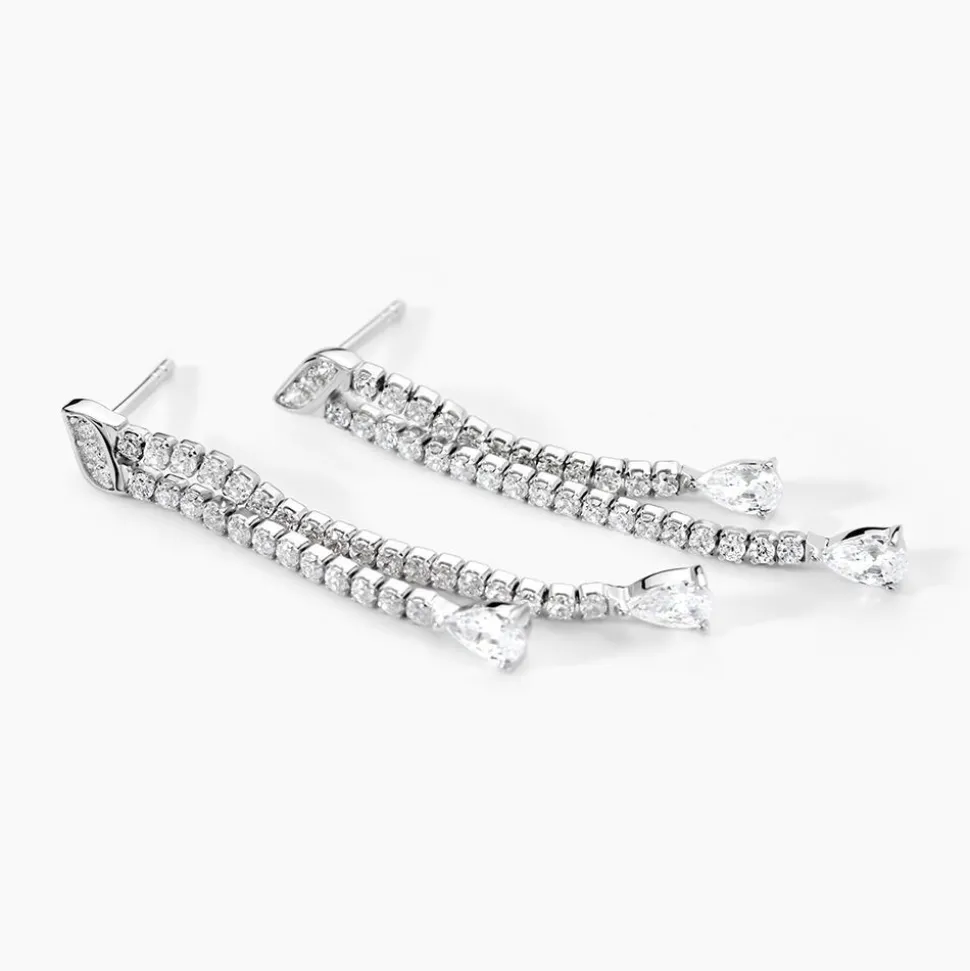 Boucles D'oreilles Pendantes Isalis Argent Blanc Oxyde De Zirconium