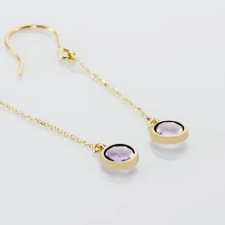 Boucles D'oreilles Pendantes Arenale Or Jaune Amethyste