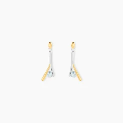 Boucles D'oreilles Pendantes Formev Or Bicolore Oxyde De Zirconium