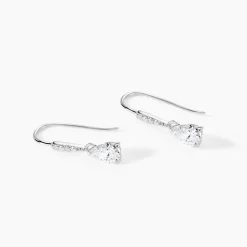 Boucles D'oreilles Pendantes Adib Or Blanc Oxyde De Zirconium
