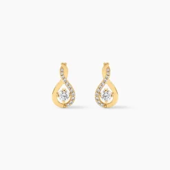 Boucles D'oreilles Pendantes Evana Or Jaune Oxyde De Zirconium