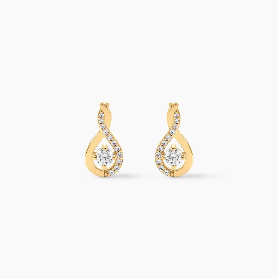 Boucles D'oreilles Pendantes Evana Or Jaune Oxyde De Zirconium
