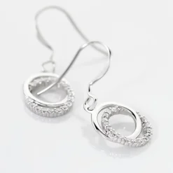 Boucles D'oreilles Pendantes Circus Argent Blanc Oxyde De Zirconium