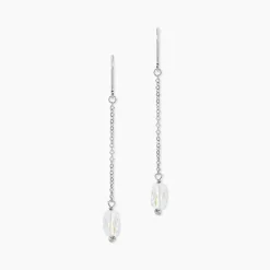 Boucles D'oreilles Pendantes Franz Argent Blanc Cristaux De Swarovski
