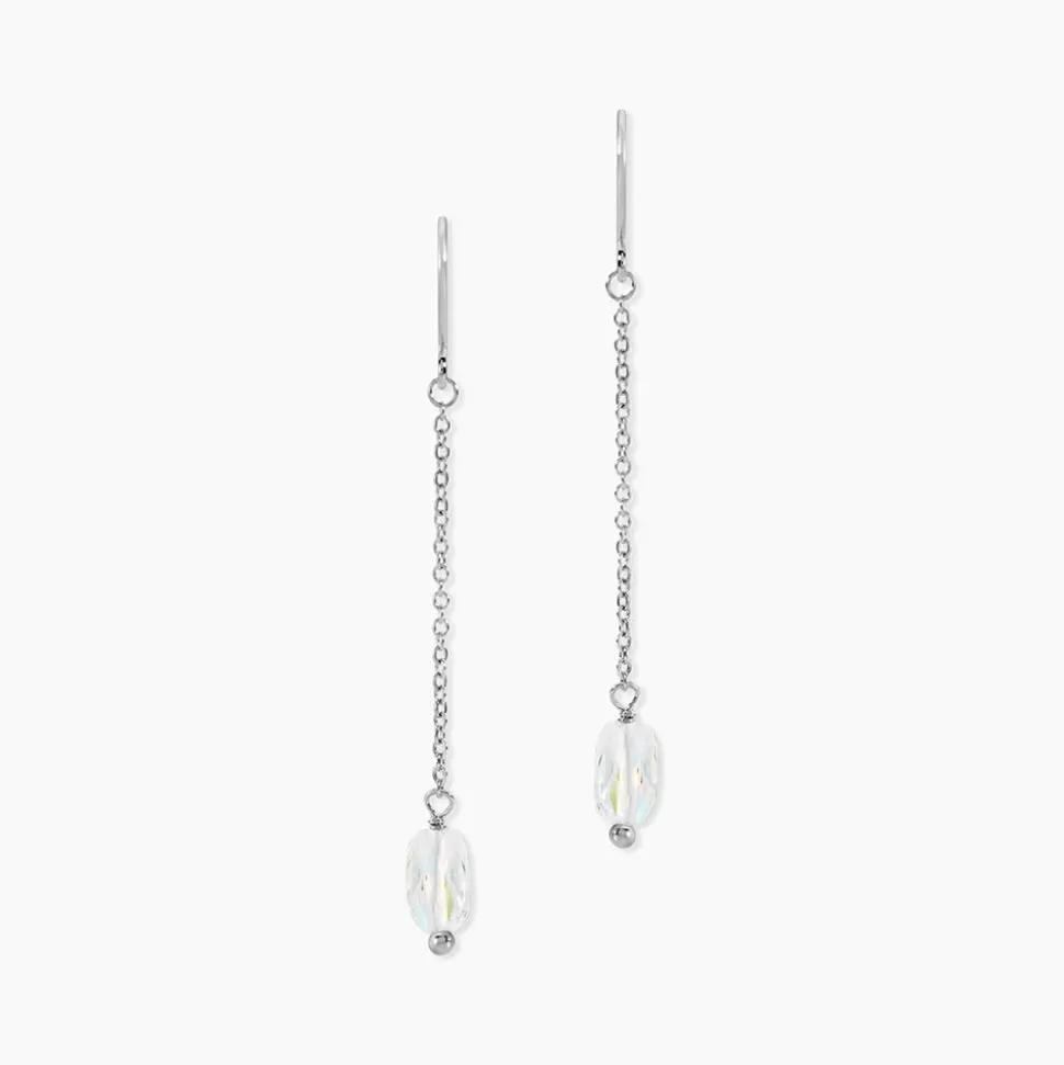 Boucles D'oreilles Pendantes Franz Argent Blanc Cristaux De Swarovski