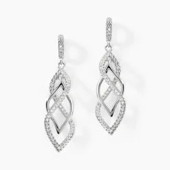 Boucles D'oreilles Pendantes Malika Argent Blanc Oxyde De Zirconium
