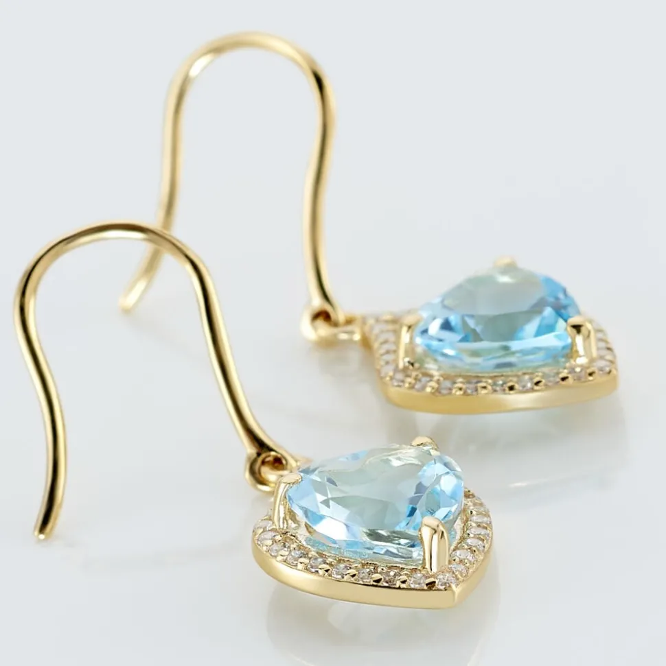 Boucles D'oreilles Pendantes Rosaline Or Jaune Topaze Et Oxyde