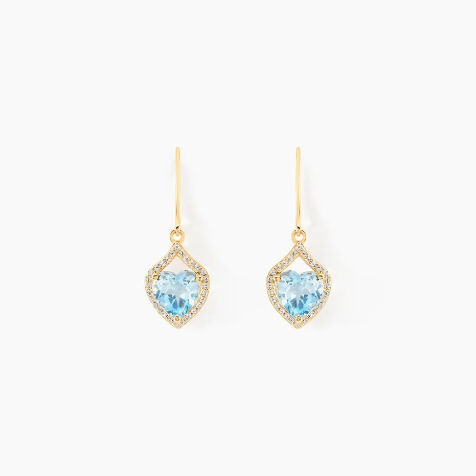 Boucles D'oreilles Pendantes Rosaline Or Jaune Topaze Et Oxyde