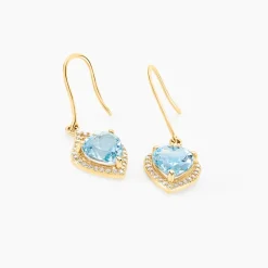 Boucles D'oreilles Pendantes Rosaline Or Jaune Topaze Et Oxyde