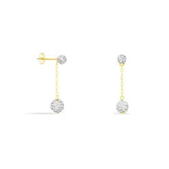 Boucles D'oreilles Pendantes Athena Or Jaune Strass