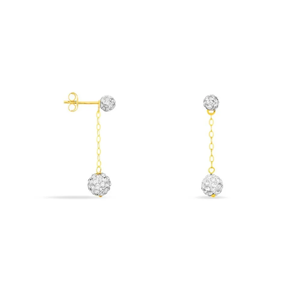 Boucles D'oreilles Pendantes Athena Or Jaune Strass