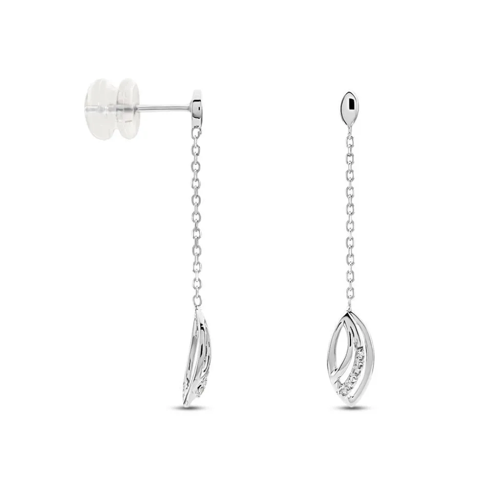 Boucles D'oreilles Pendantes Or Blanc Aatami Diamants