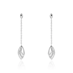 Boucles D'oreilles Pendantes Or Blanc Aatami Diamants