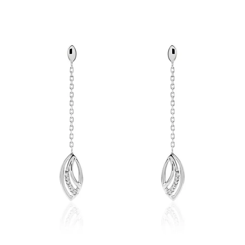 Boucles D'oreilles Pendantes Or Blanc Aatami Diamants