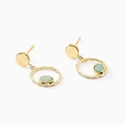 Boucles D'oreilles Pendantes Acier Doré Amazonite